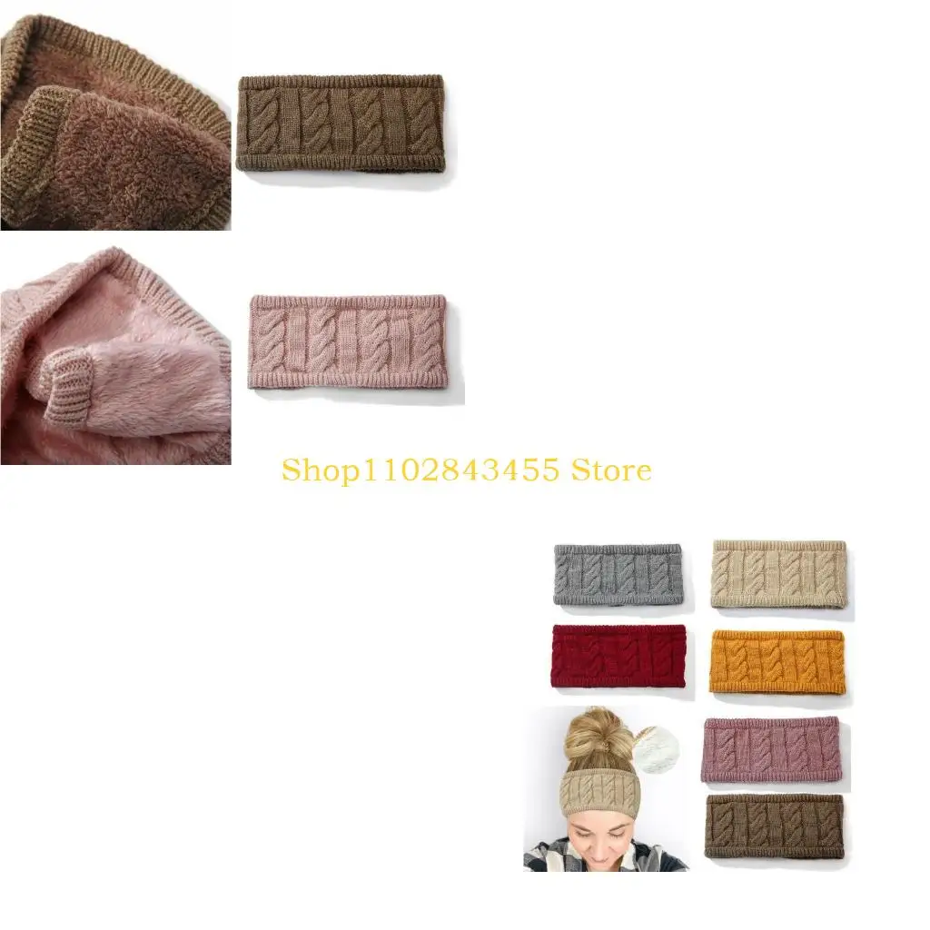 

49MC Knitted Headband Crochet Hairband Winter Ear Warmer Winter Chunky Ear Warmer