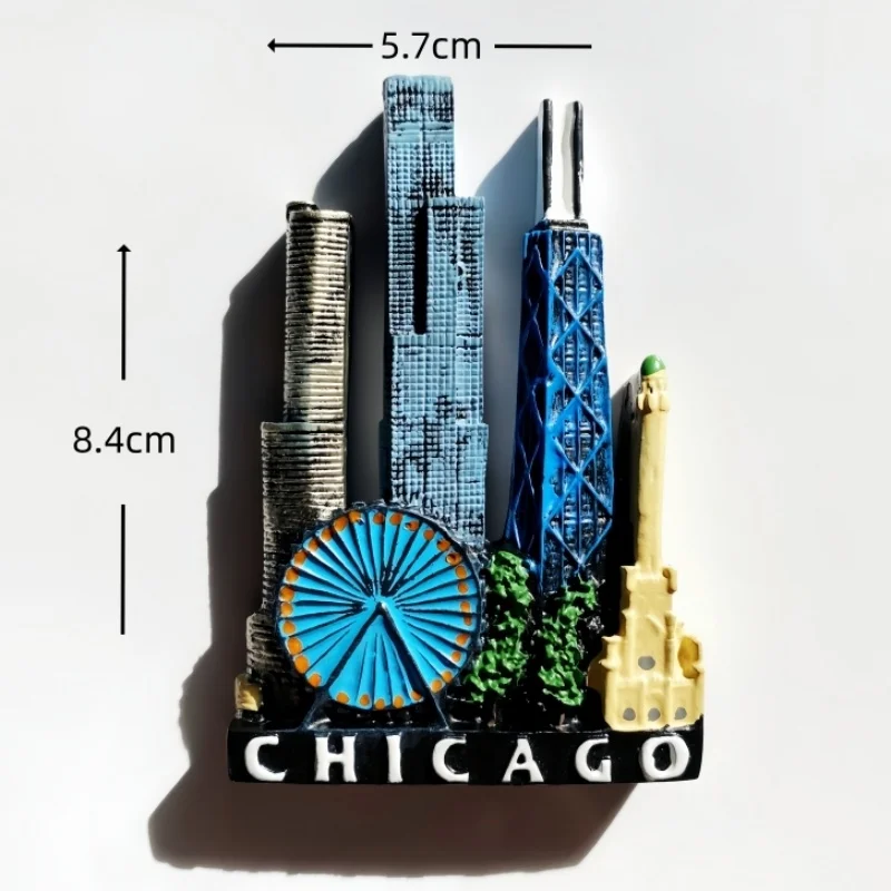 شيكاغو، الولايات المتحدة الأمريكية، المباني المميزة، الحرف اليدوية، ثلاثية الأبعاد الإبداعية، ملصقات الثلاجة المغناطيسية، الديكور، التذكارات السياحية #4