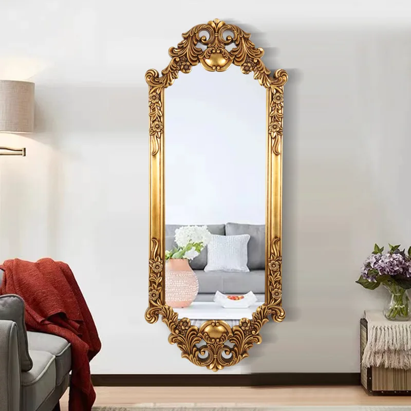 French retro hollow carved full-body mirror, bedroom full-length mirror, living room high-end decorative mirror, clothing store