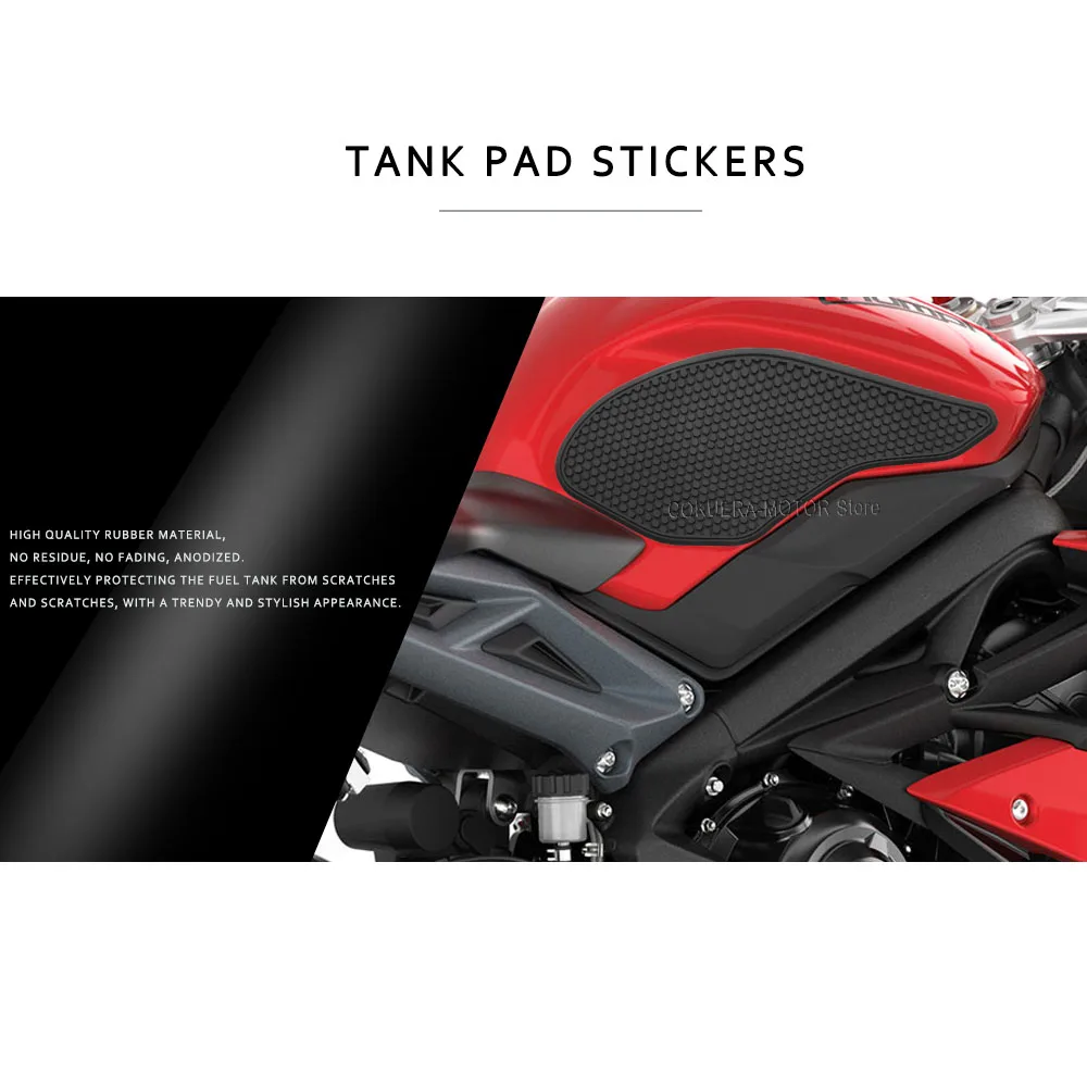 Non-Slip Side Fuel Tank Stickers Motorcycle accessories For DAYTONA 675 /R 2013 Street Triple 765 RS Tank Pad Rubber Sticker