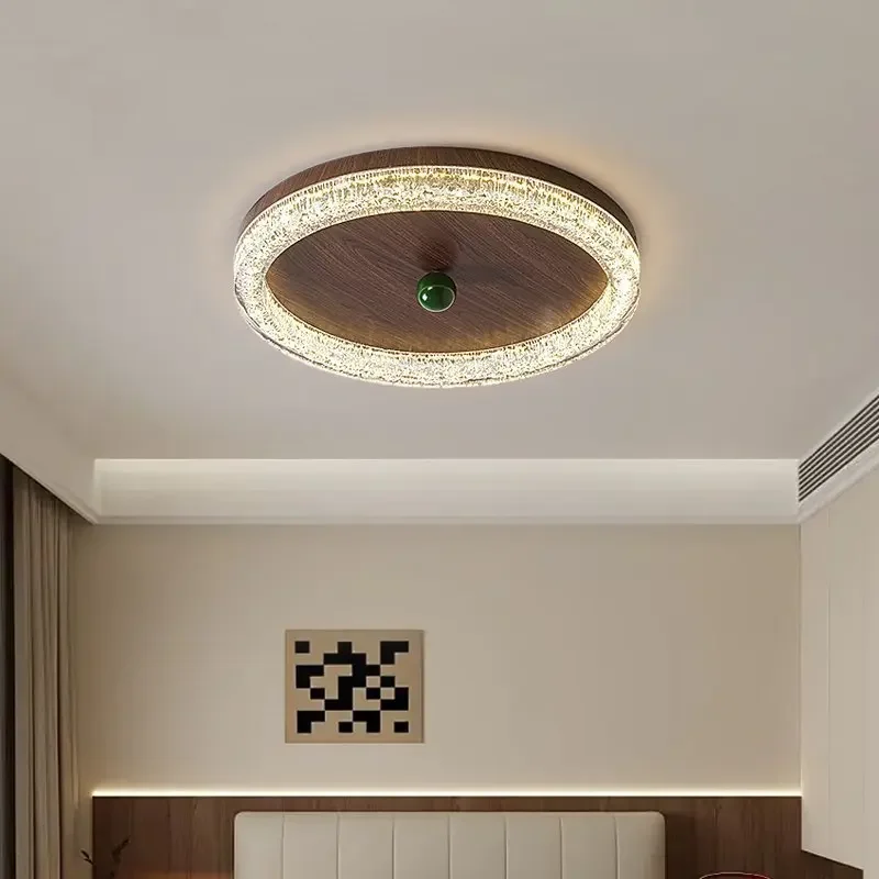 Eye protection walnut color bedroom ceiling light full spectrum study round new Chinese style master bedroom