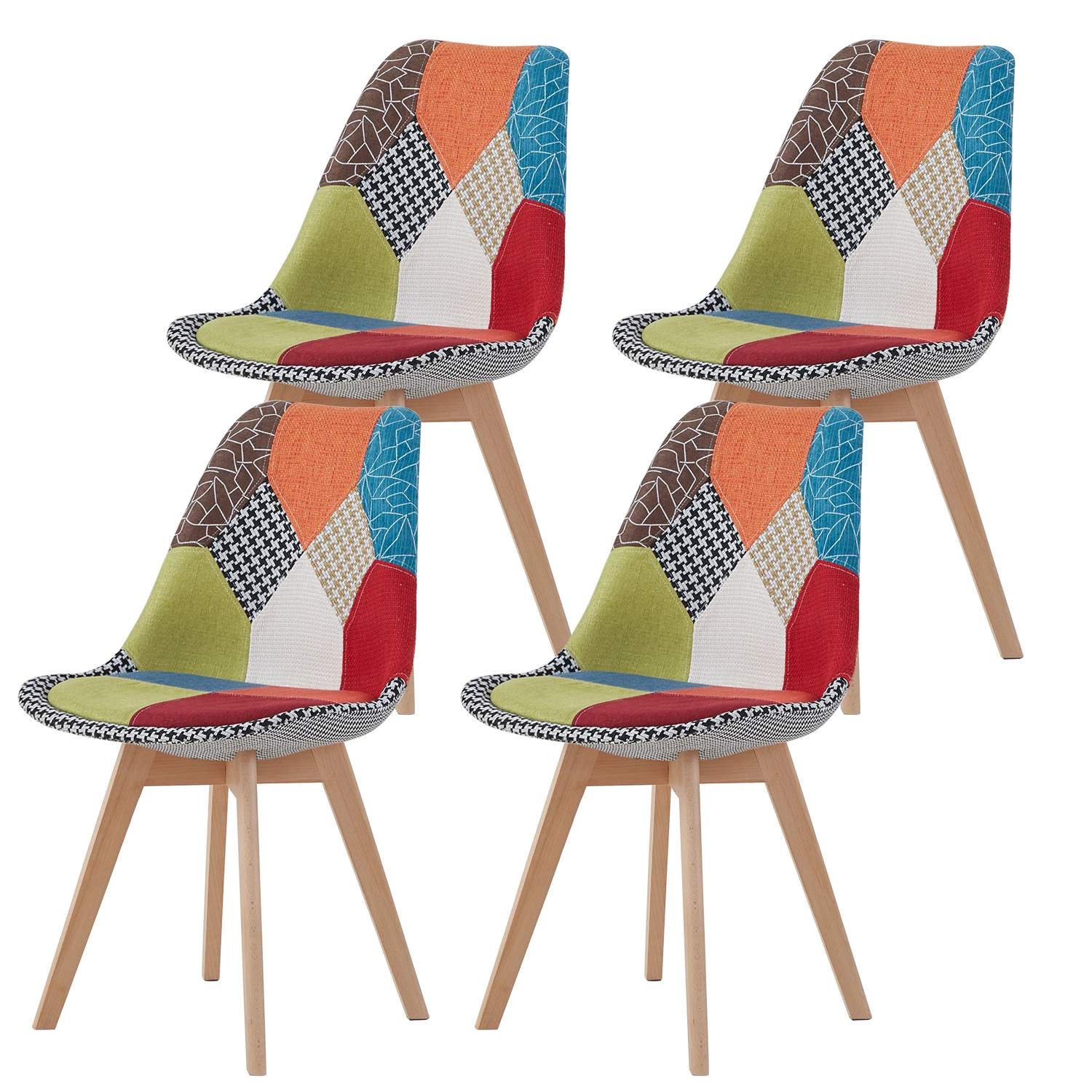 4 Stück Esszimmers tühle nordischen gepolsterten Stil Patchwork Stoff Freizeit stuhl für Garten