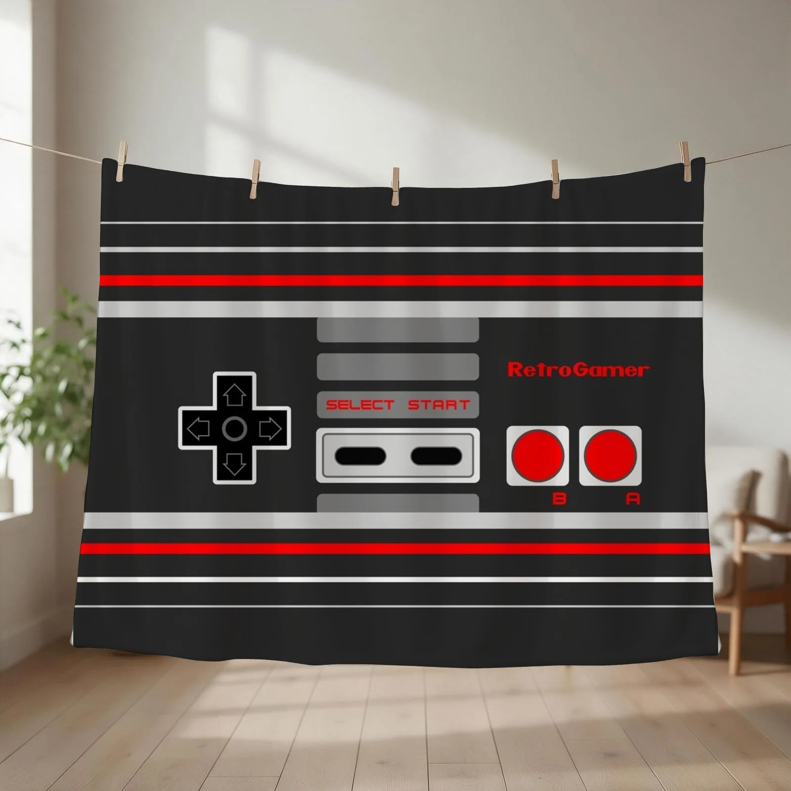 8-Bit Retro Gamer - Controller Throw Blanket couch cozy soft plush fuzzy picnic outdoor blanket
