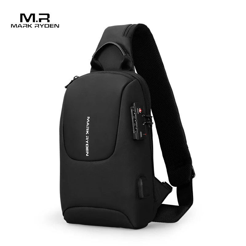 MARK RYDEN Waterproof Crossbody Bag For Men Anti-Theft Leather Sling Bag Fits 9.7in Ipad