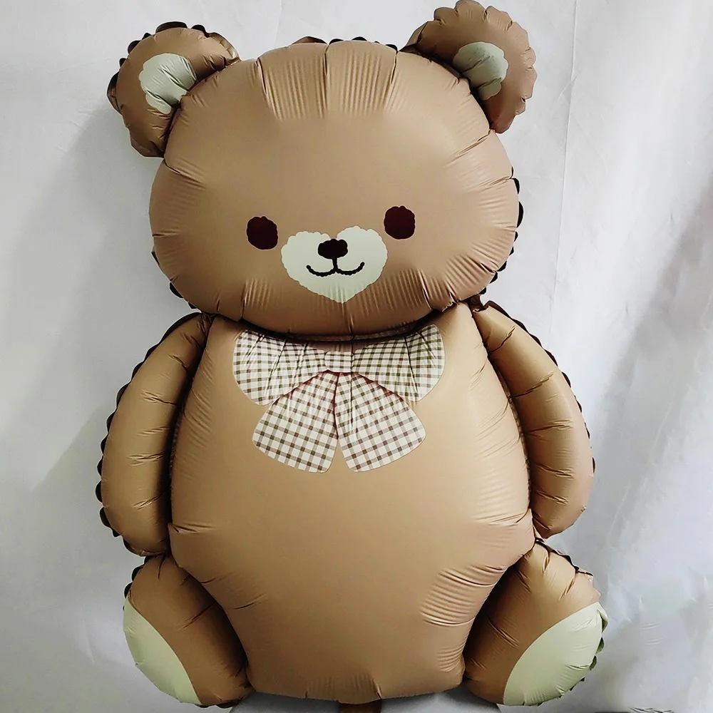 7pcs Brown Teddy Bear Retro Cream Baby Pink Love Foil Balloon Set Birthday Party Welcome Baby Shower Party Decoration Kids Toys