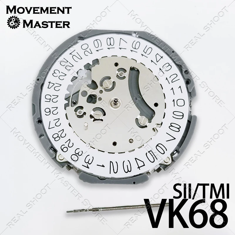 นําเข้าญี่ปุ่น VK68A การเคลื่อนไหว VK68 มัลติฟังก์ชั่นควอตซ์นาฬิกา Mouvement อุปกรณ์เสริมแบตเตอรี่