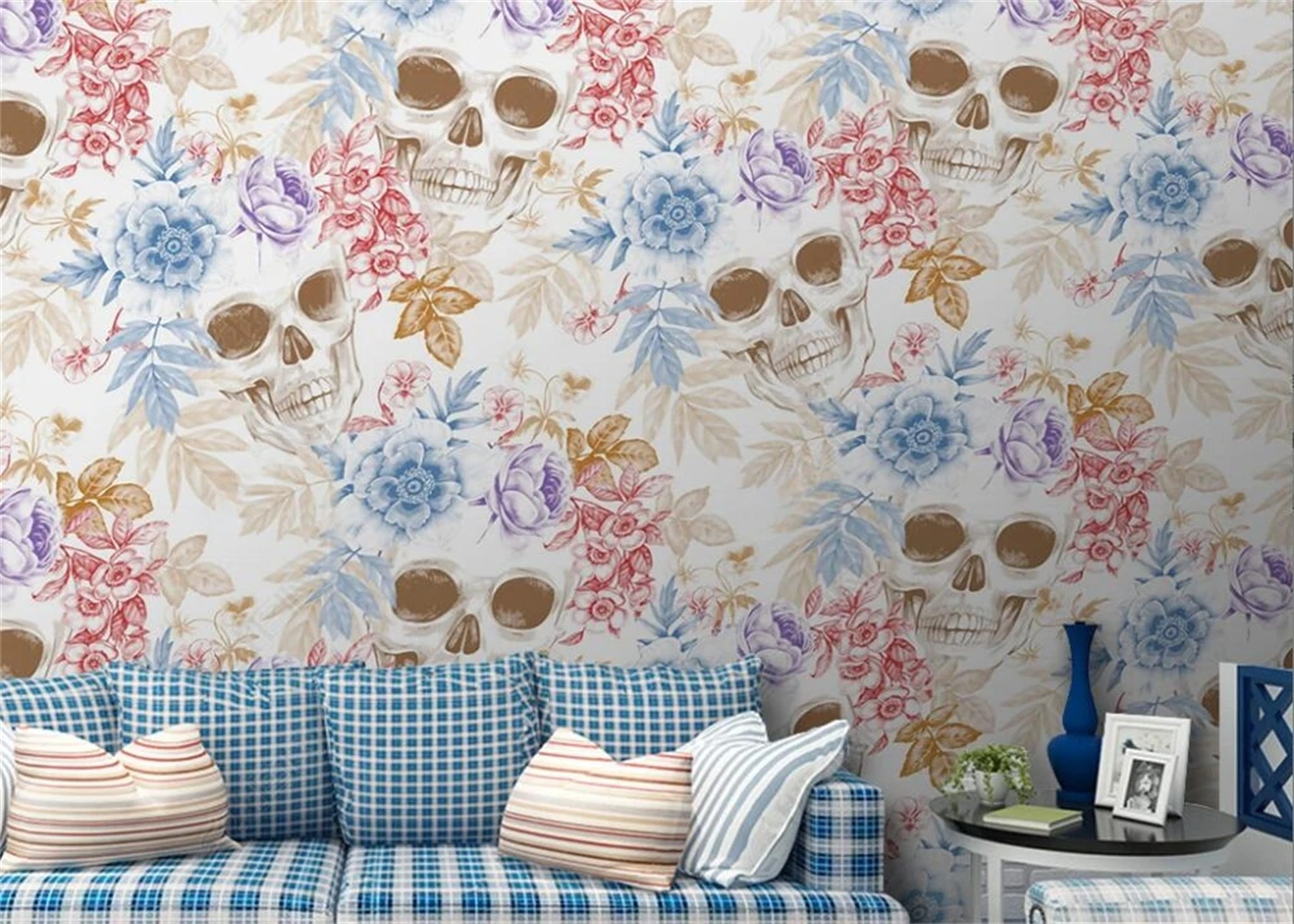 Custom size wallpaper Lightning Skull Graffiti background Mural Home decoration tooling bar KTV background decorative painting