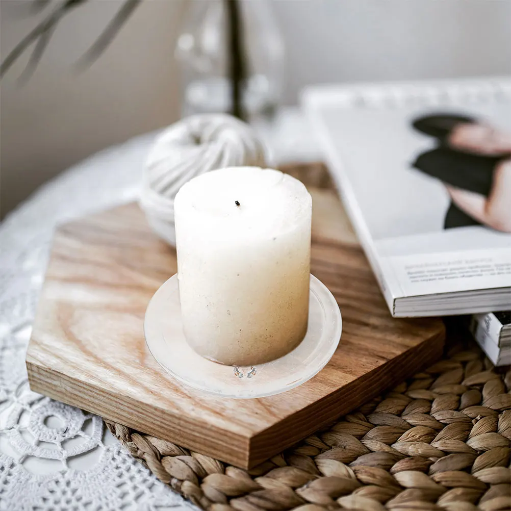 

3Pcs Glass Holder Plates Round Decorative Tray for Wedding Party Banquet Home Decoration Holder Tray