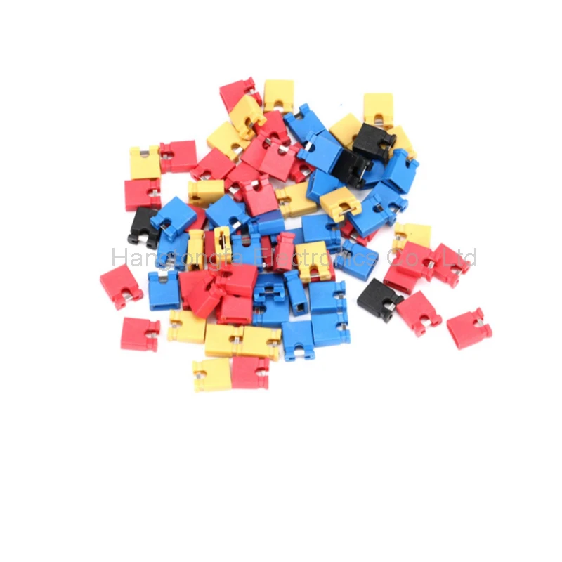 100pcs 2.54MM 2.0 1.27MM Open and closed jumper cap short circuit cap spacing black yellow blue red white green color connector