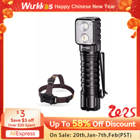 Wurkkos HD15 Headlamp 18650 2A Rechargeable Headlight 2000lm Dual LED LH351D+SST20 USB Reverse Charge Magnetic Tail Hiking