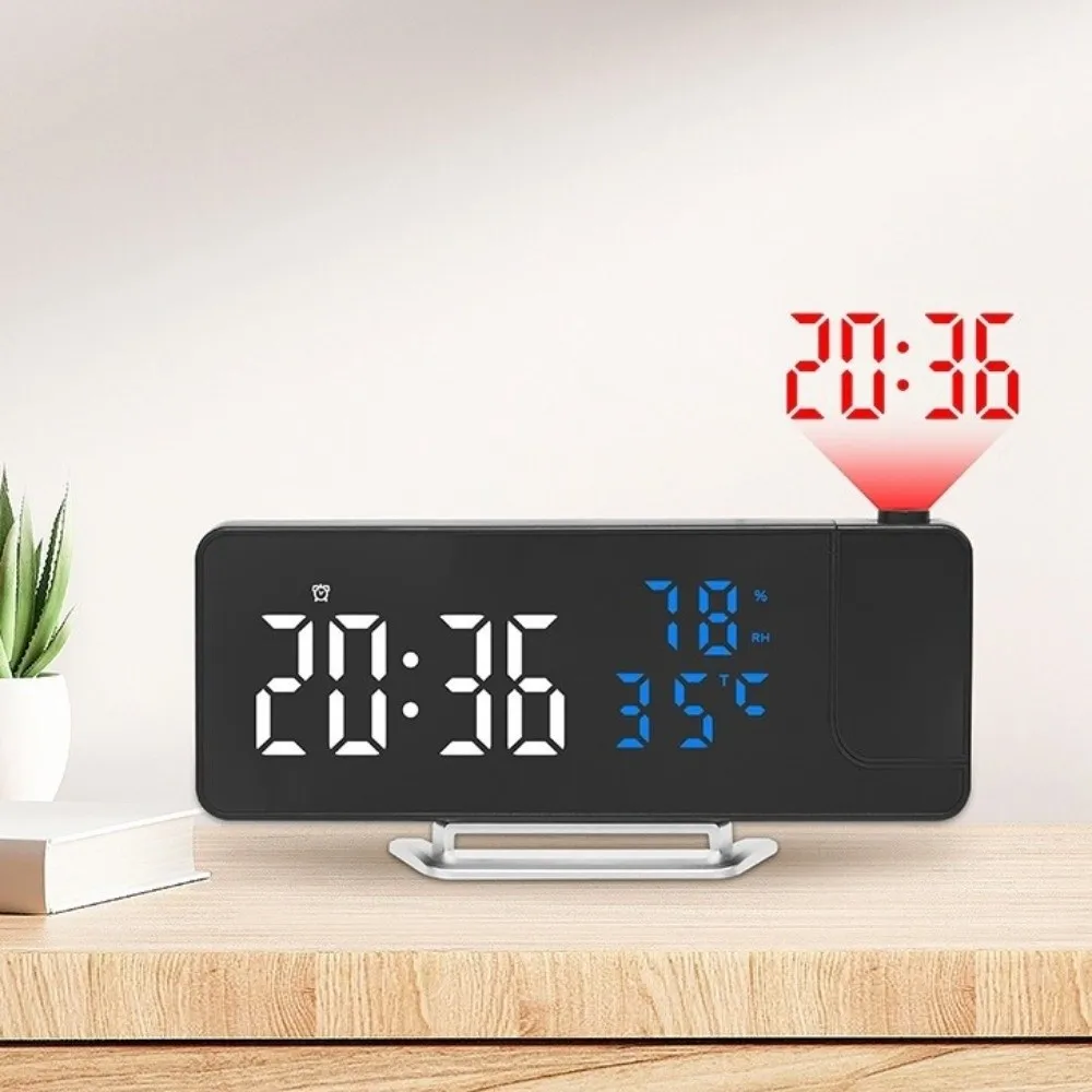 12/24H Format Projection Alarm Clock Multi-functional Convenient LED Clock Temperature Display Modern Desk Clock Living Room