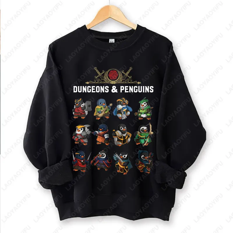 العصرية الزنزانات والطيور البلوز DND مستوحاة هدية D & D المشجعين البلوفرات D20 النرد آر بي جي التنين اللاعبين للجنسين Crewneck هوديس #2