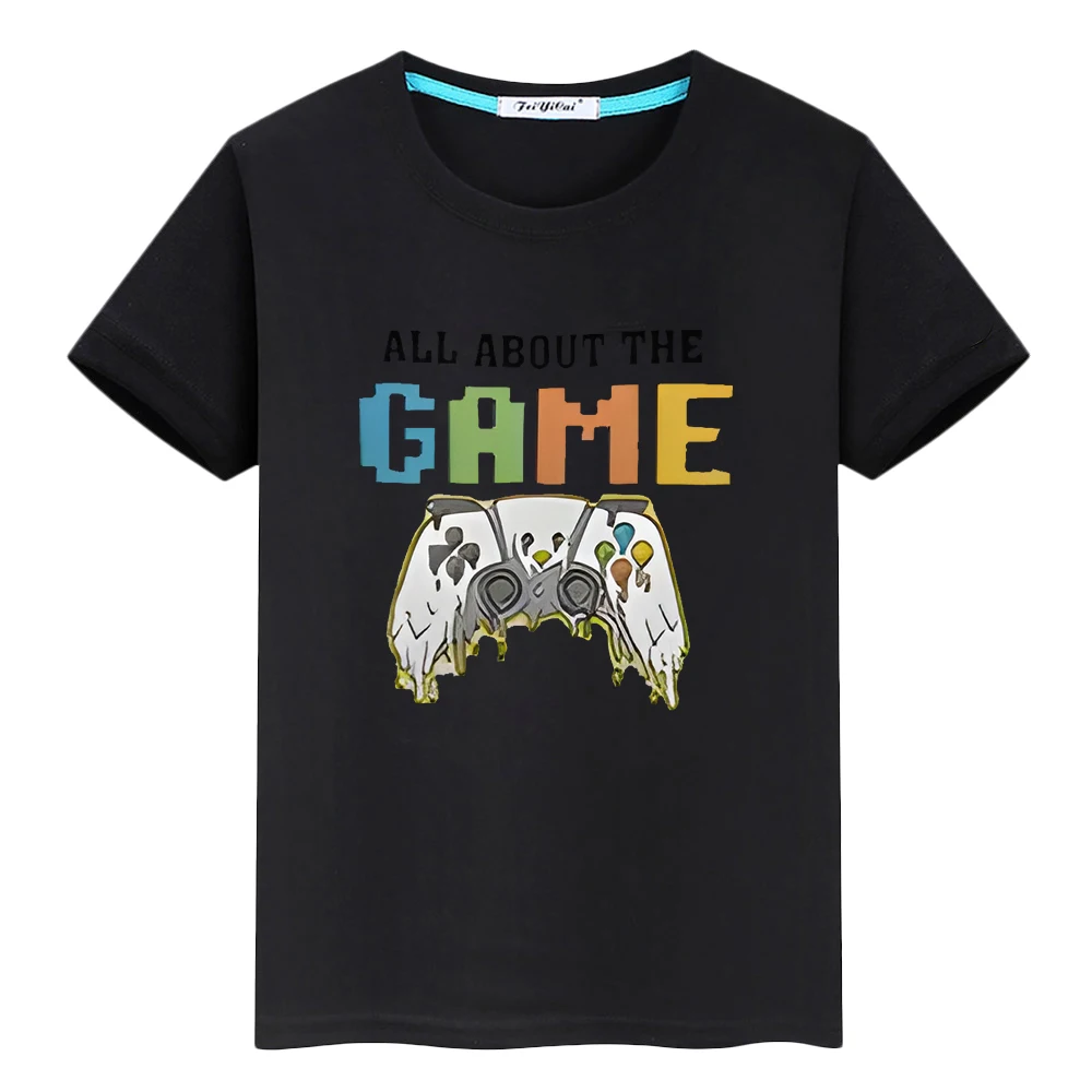 gamepad Kawaii T-shirt Summer Print 100%Cotton Cute Short anime Tees y2k one piece boy Tops pride tshirt girls kids clothes gift