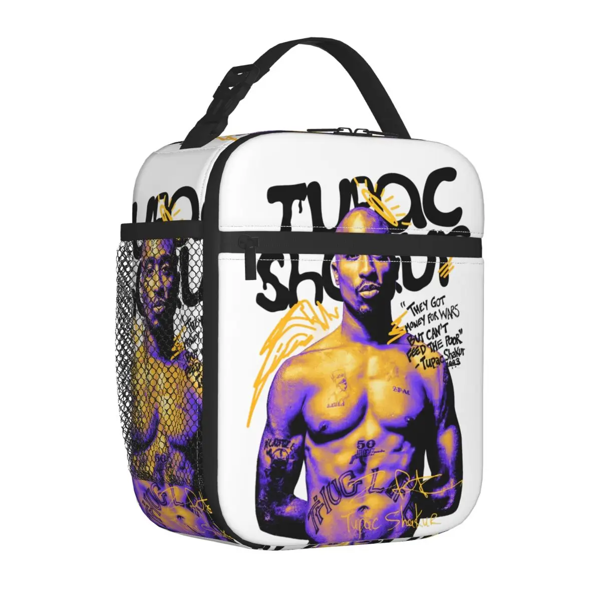 Rapper Tupac Insulated Lunch Bag Cooler Bag  Lunch Container Hip Hop Leakproof Tote Lunch Box Food Handbags Beach Travel