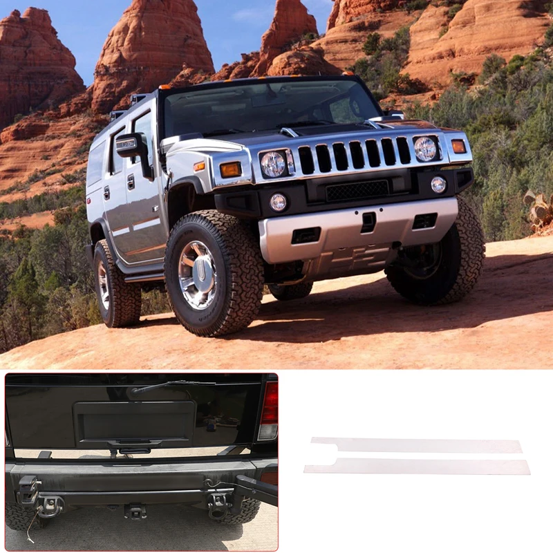 Stainless Steel Silver for Hummer H2 2003-2009 Car Rear Bumper Tailgate Nice Decorative Plate Trims Strips Stickers Accessories