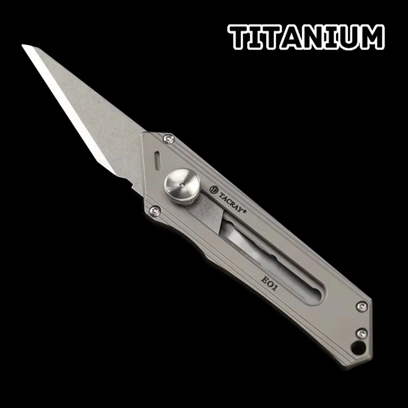 

TC4 Titanium Handle Utility Knife Paper Cutter Broken Window Escape Knife Outdoor Camping Hunting EDC Tool Replaceable CKB2 Blad