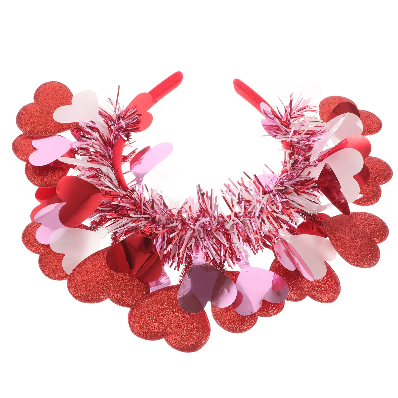 

10pcs Glitter Heart Headband Red Valentine'S Day Hair Accessories Cupid Decor For Wedding Party Holiday Sequin Love Tinsel