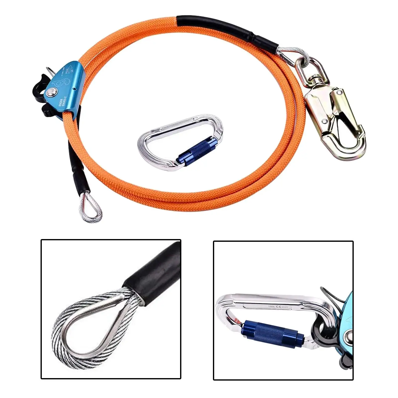 

Positioning Lanyard Adjustable Flip Line Kit Work Rope Belt Orange