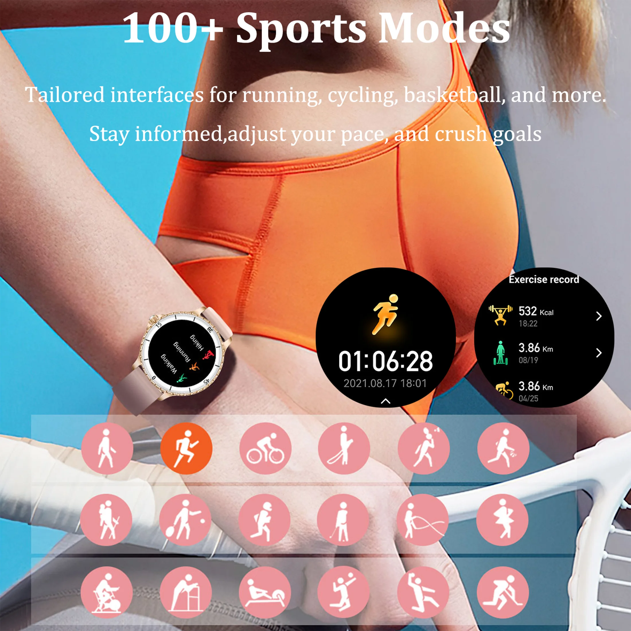 2025 جديد المرأة ساعة ذكية مراقب معدل ضربات القلب بلوتوث دعوة جهاز تعقب للياقة البدنية مدير الدورة الشهرية IP68 مقاوم للماء للنساء