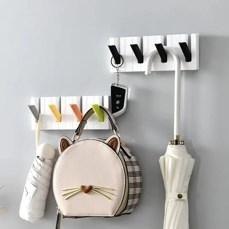 4 Grids Piano Keys Hook Hanger Wall Mounted Coat Hanger Creative Wall Decoration For Home Living Room Bedroom Decorative Hooks