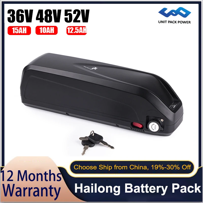 

Big Hailong 52V 12.5Ah E-Bike Battery NCR 3.7V 18650 Li 36V Battery Pack for Electric Bicycle 48V Down Tube 750W 1000W Motor Kit