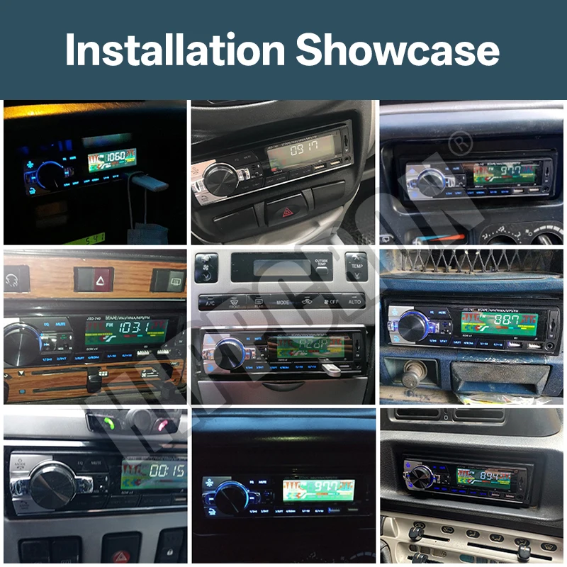 Car Audio Radio 1din Bluetooth Stereo MP3 Player FM Receiver 12V Support Phone Charging AUX/USB/TF Card In Dash Kit