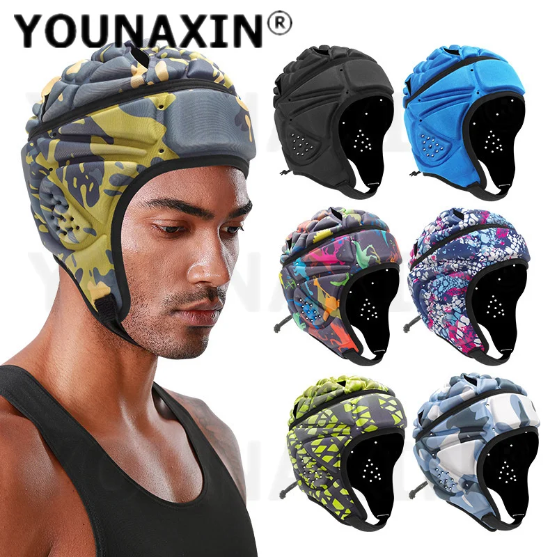 Unisex EVA Rugby Safe Helmet Headguard Soccer Cap Head Protector Guard Protective Helmet For Kids Youth Football Camping S M L
