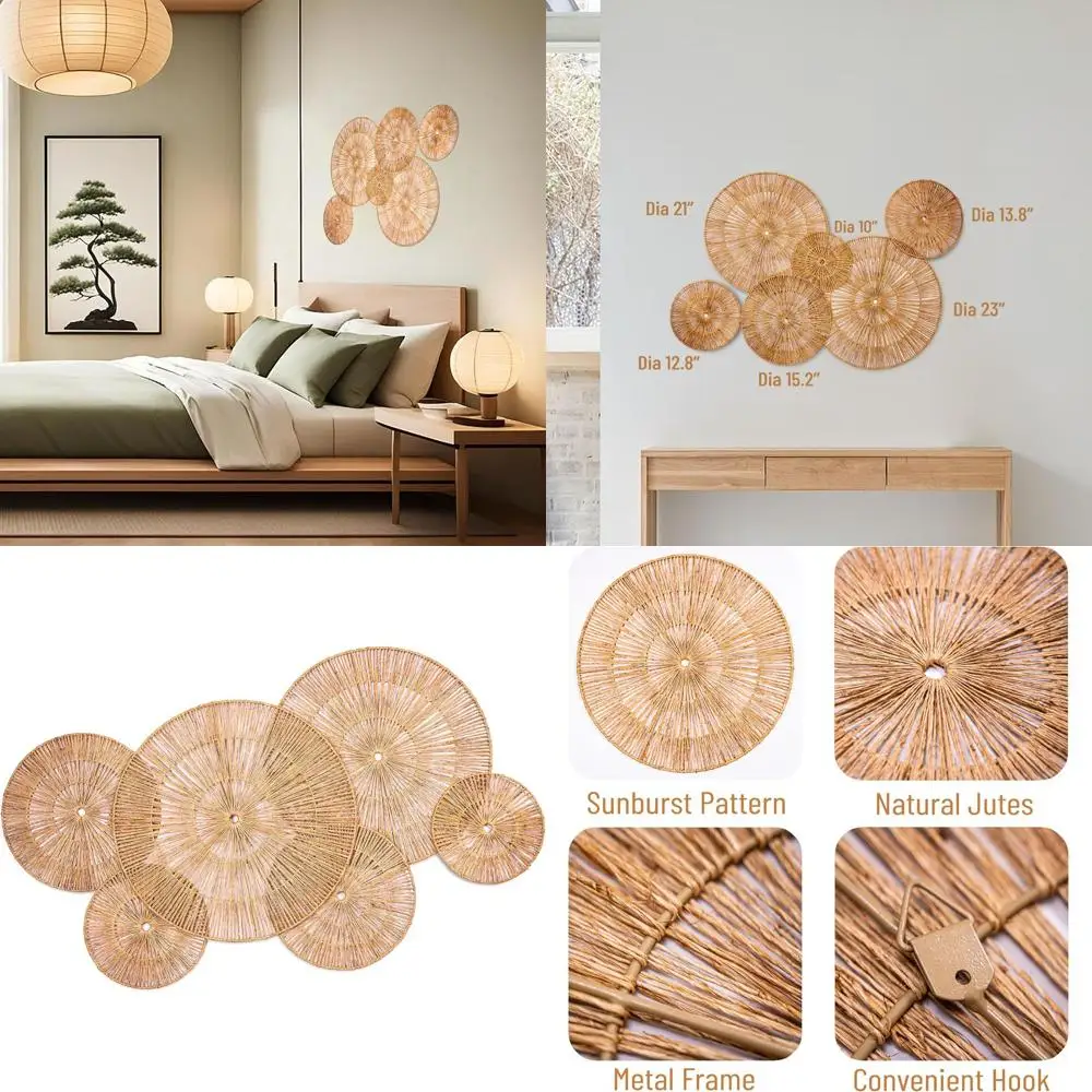 

Набор из 6 плетеных настенных декоративных корзин KOLWOVEN, диаметр 23-10 дюймов, плетеный декор для стены, в стиле бохо, для прикроватной зоны или спальни, Livi