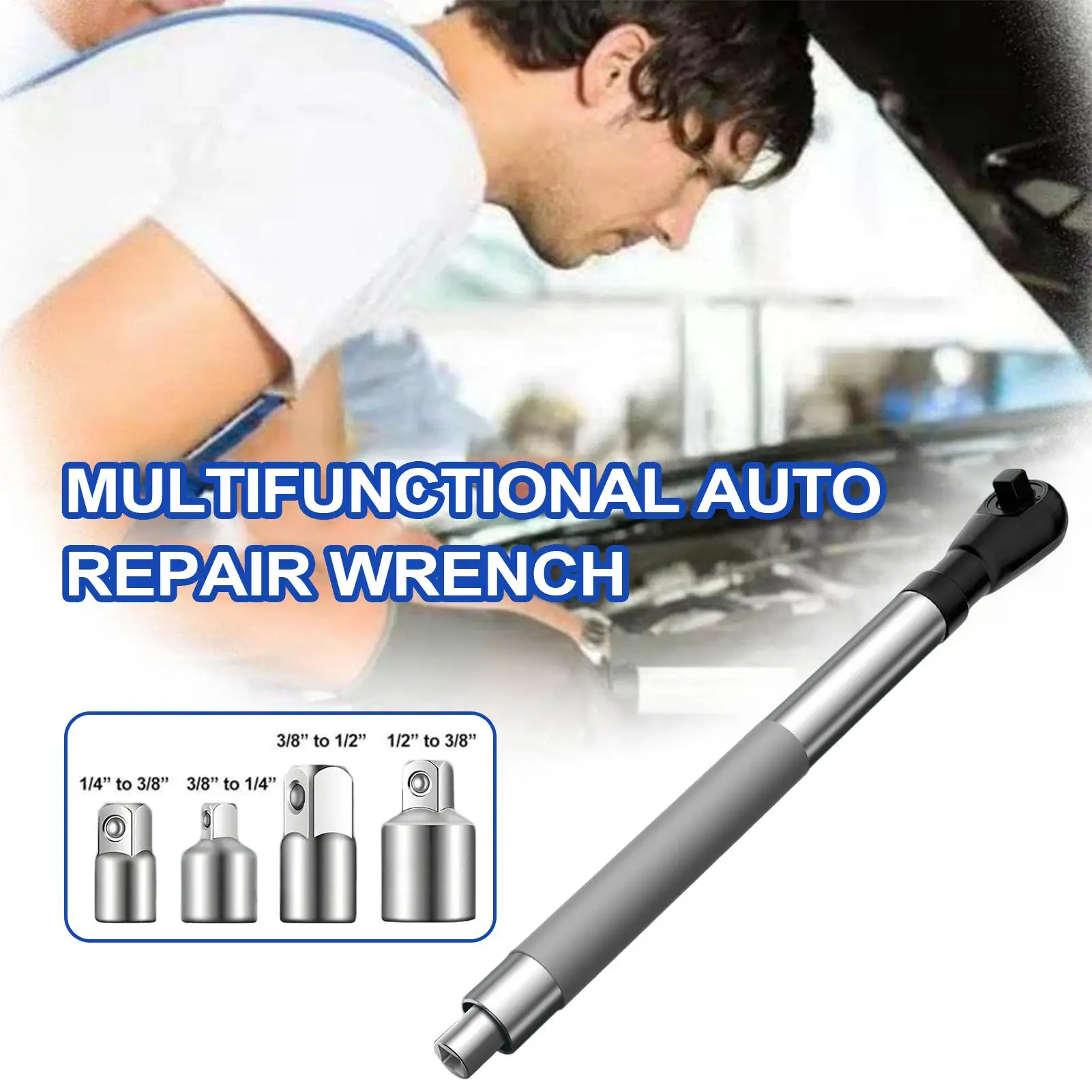 

Offset Extension Wrench Flexible Wrench Extender Tool 1/2 Drill Bit Adapter Flexible Spanner With 4 Sockets For Plumbing