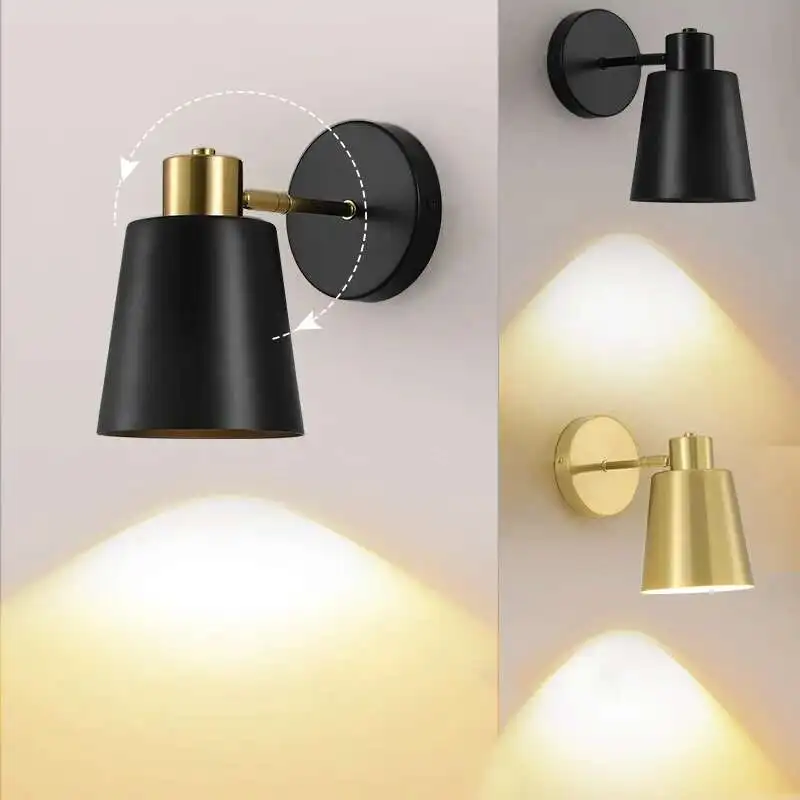 Design créatif chambre E27 appliques murales nordique Simple moderne noir or lecture appliques murales pour étude bureau intérieur décor luminaire