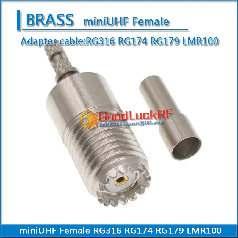 

MINI UHF miniUHF Female Window Crimp RG316 RG174 RG179 LMR100 Cable Copper Straight 50ohm RF Connector Adapters