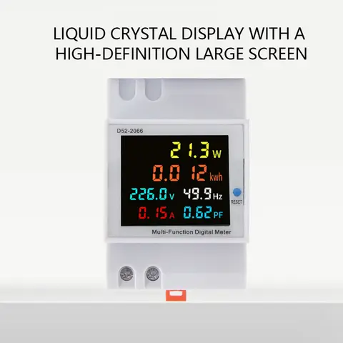 6IN1 Din Rail AC Monitor 110V 220V 380V 100A Voltage Current Power Factor Active KWH Electric Energy Frequency Meter