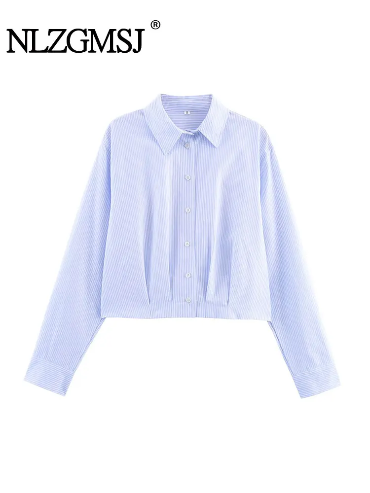 

NLZGMSJ Casual Striped Women Shirts Turn-down Collar Single Breasted Loose Blouse Fashion Autumn Elegant Female Shirts Tops