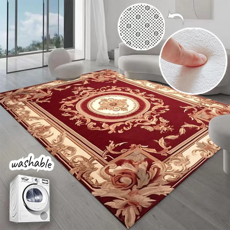 European Retro Luxury Carpets for Living Room Decoration Bedroom Large Area Mat 140x200 Balcony Domestic Sofa Area Rugs Washable