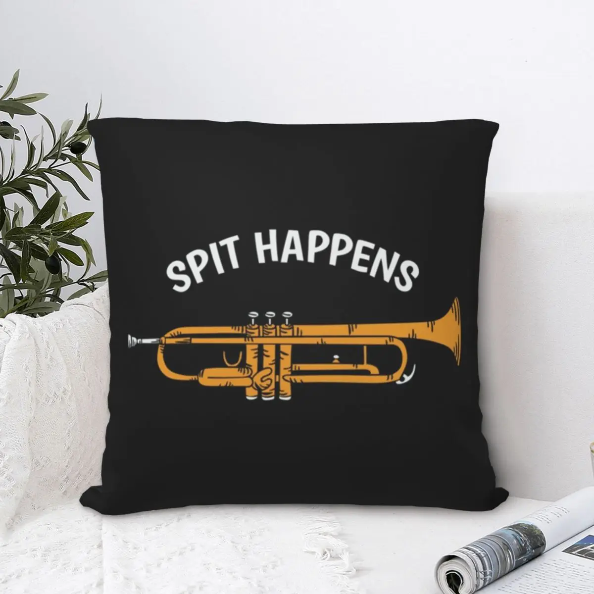 

Spit Happens Musical Instrument Square Pillowcase Polyester Pillow Cover Velvet Cushion Zip Decorative Comfort Throw Pillow Home