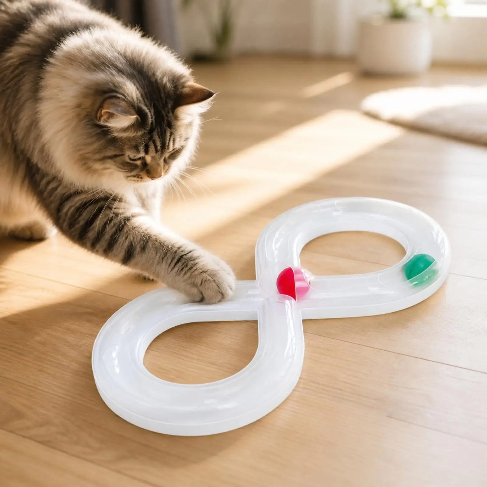 Interactive Cat Turntable with Double Loop Track Toy for Active Kitten Exercise and Fun Play