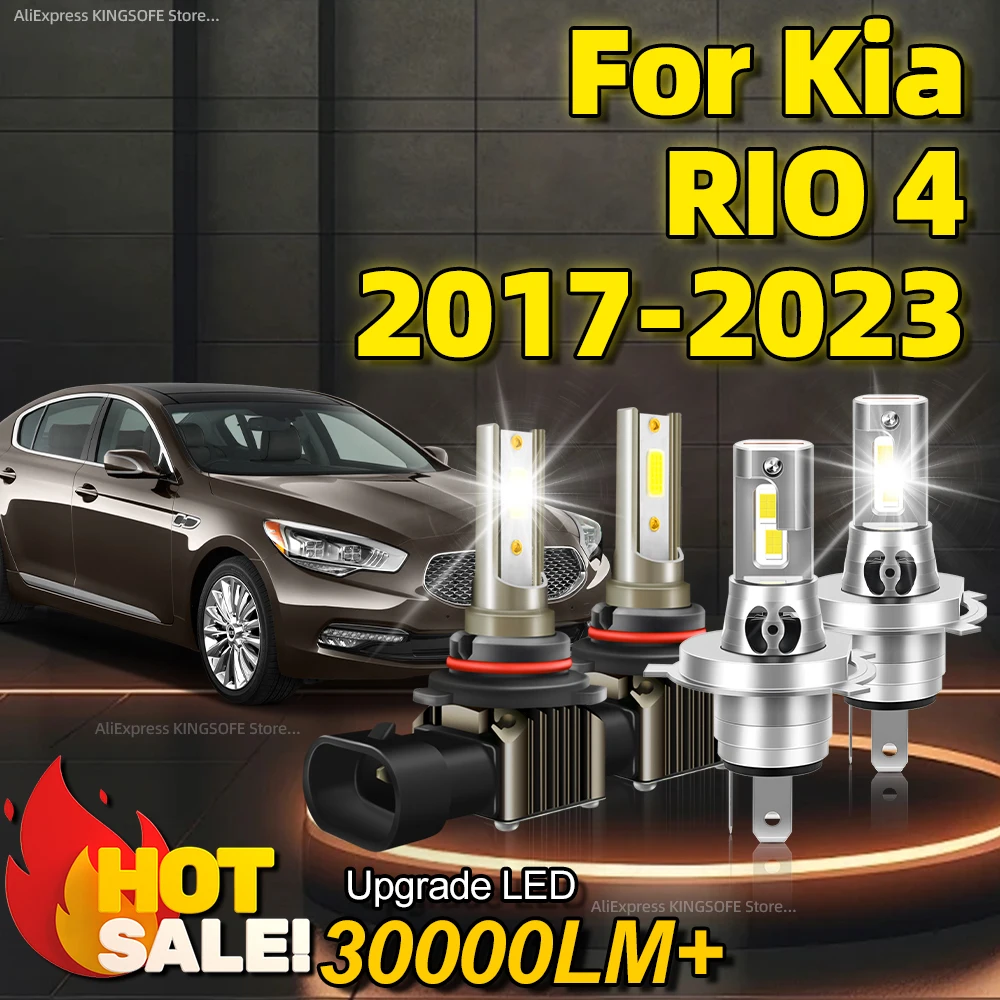 

2/4Pcs LED Hi/Lo H4 Headlight 200W CSP Chip with Fan Car Light 6000K Fog Lamp For Kia RIO 4 2017 2018 2019 2020 2021 2022 2023