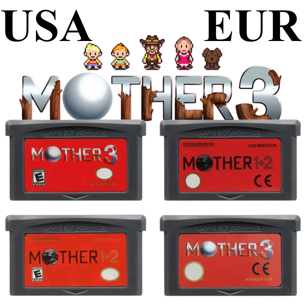 Image of Mother 123 Serie GBA Spielkarte 32-Bit Videospielkonsolen-Karte Mother 1 2 3 Graues Gehäuse für GBA NDS Klassische Spiele
