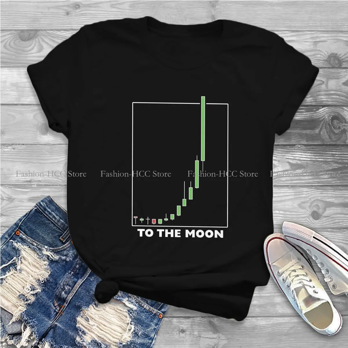 Wallstreetbets GameStop Stonks Polyester TShirts To The Moon Version Classic Distinctive Women's T Shirt New Trend Clothing