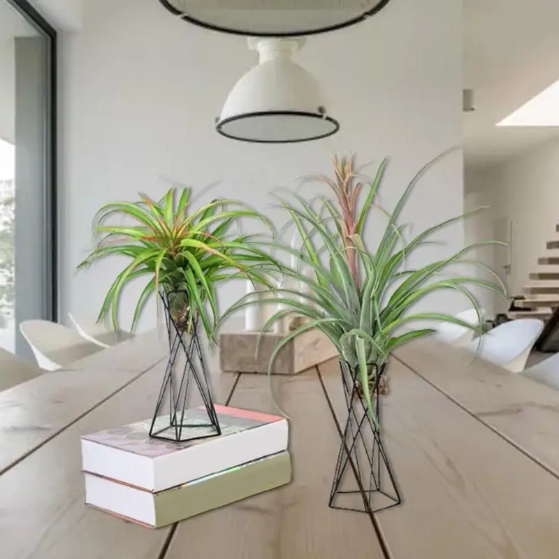 E8BD Nordic Air Plant Holder Metal Flower Pot Stand Geometric Iron Tillandsia Holder Table Home Garden Ornaments