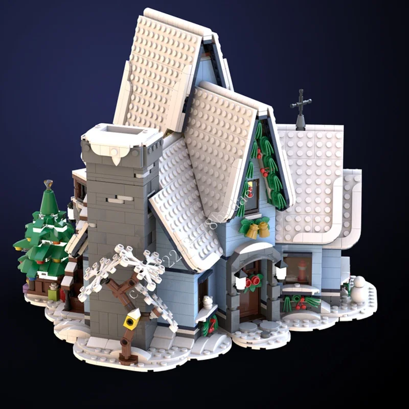 2297PCS 10293 Santa's Visit MOC Creative Street Viewชุดบล็อกอาคารสถาปัตยกรรมDIYประกอบของเล่นของขวัญ