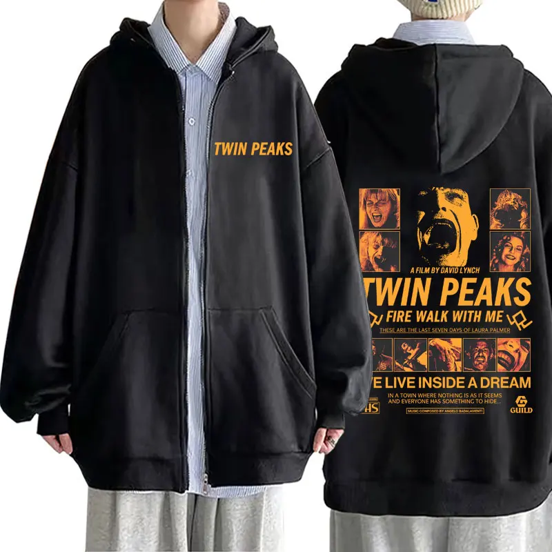

TV Play Twin Peaks Grapchi Zipper Hoodie Men Women Casual Fleece Cotton Zip Up Jacket Coat Men's Hip Hop Oversized Streetwear