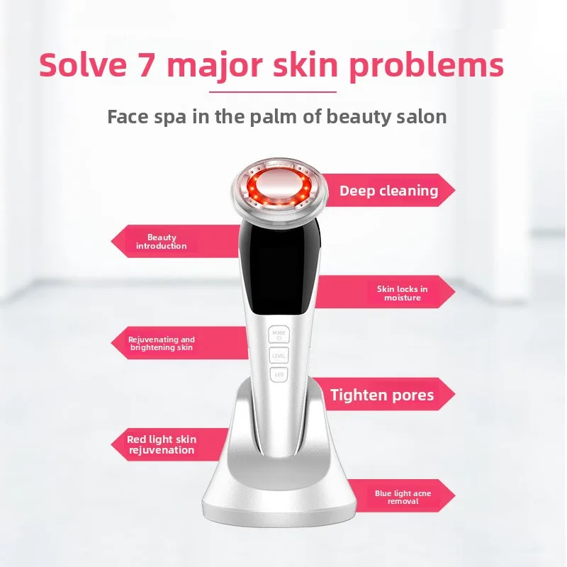 جهاز تجديد الجلد الفوتون المنزلي EMS مكركرنت الساخن البارد Infuser شد الوجه