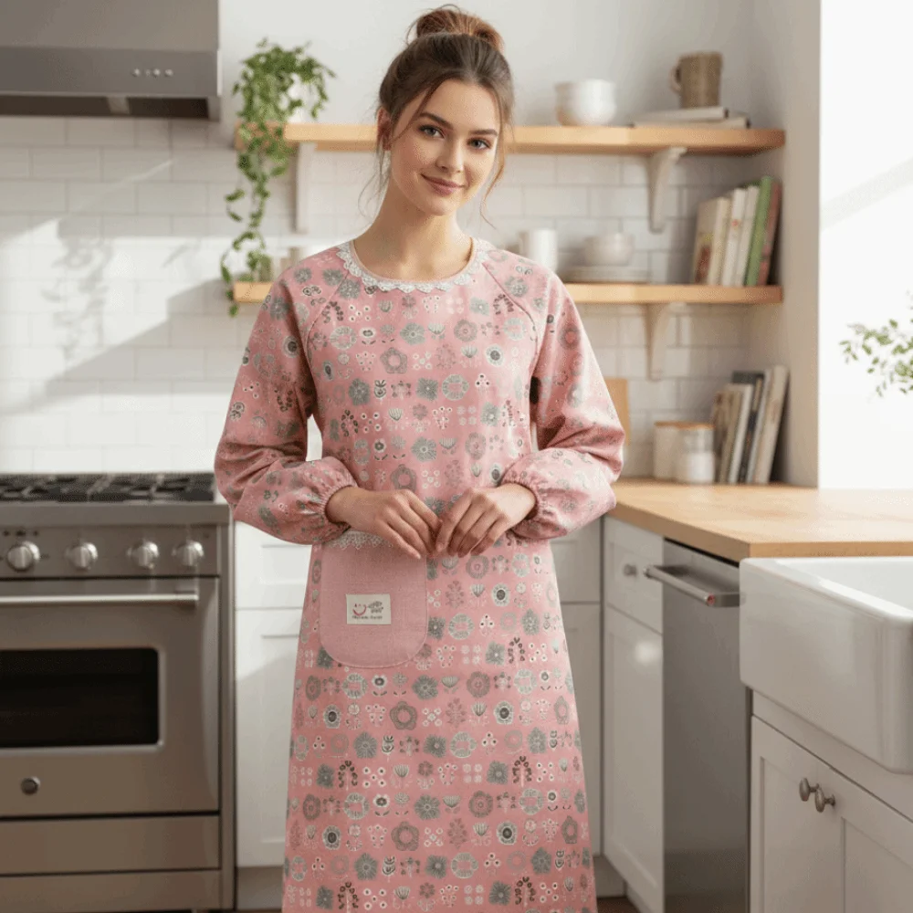 

2 шт. холст кухонный фартук для приготовления пищи дышащий защитный фартук с длинными рукавами на шнуровке сзади регулируемый фартук для чистки домашней кухни