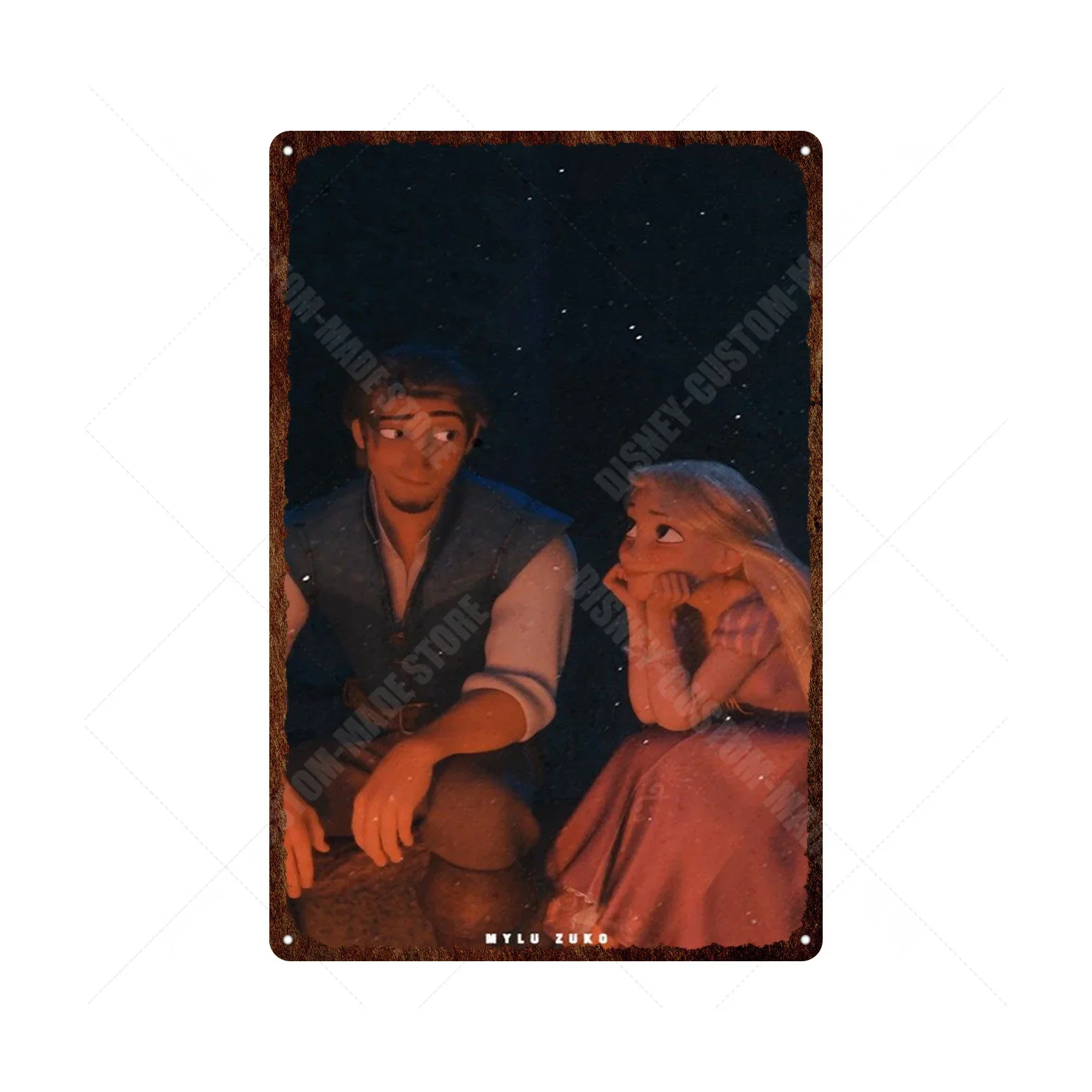 Disney Movie Tangled Metal Sign Little Princess Rapunzel And Prince Charming Tin Sign Plauqe Vintage Poster Wall Stickers Decor