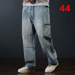 42 44 Plus Size Jeans Men Denim Pants Baggy Jeans Pants Loose Fashion Causal Trousers Male Big Size Bottoms