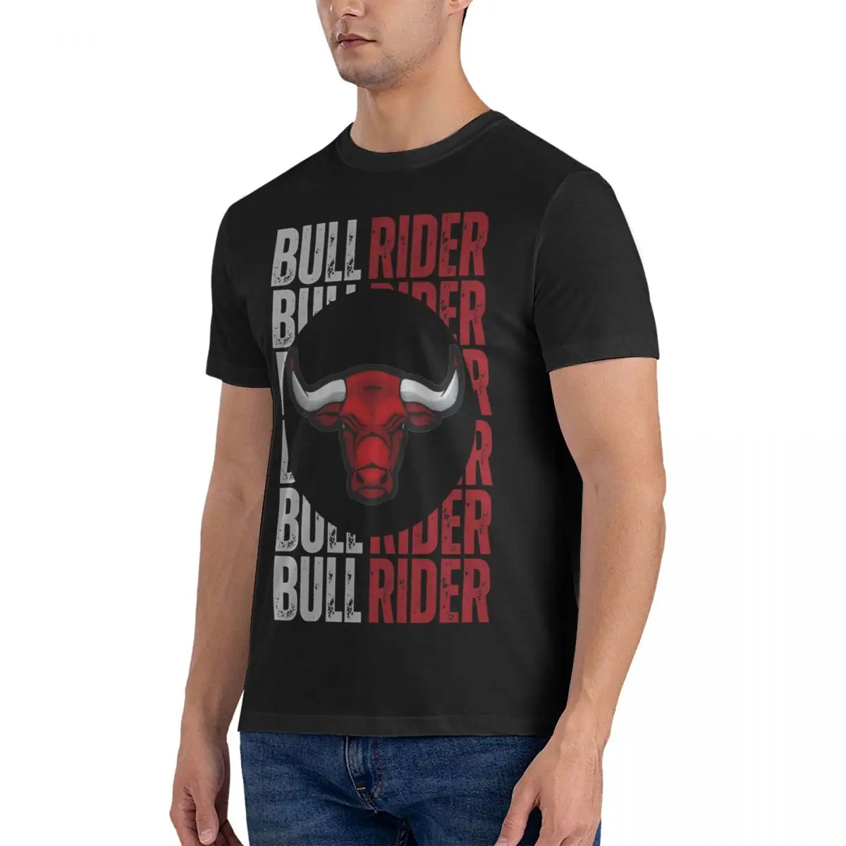 Vintage Bull Rider for Men Round Neck Cotton T Shirts Professional Bull Riders Short Sleeve Tee Shirt New Arrival Clothing