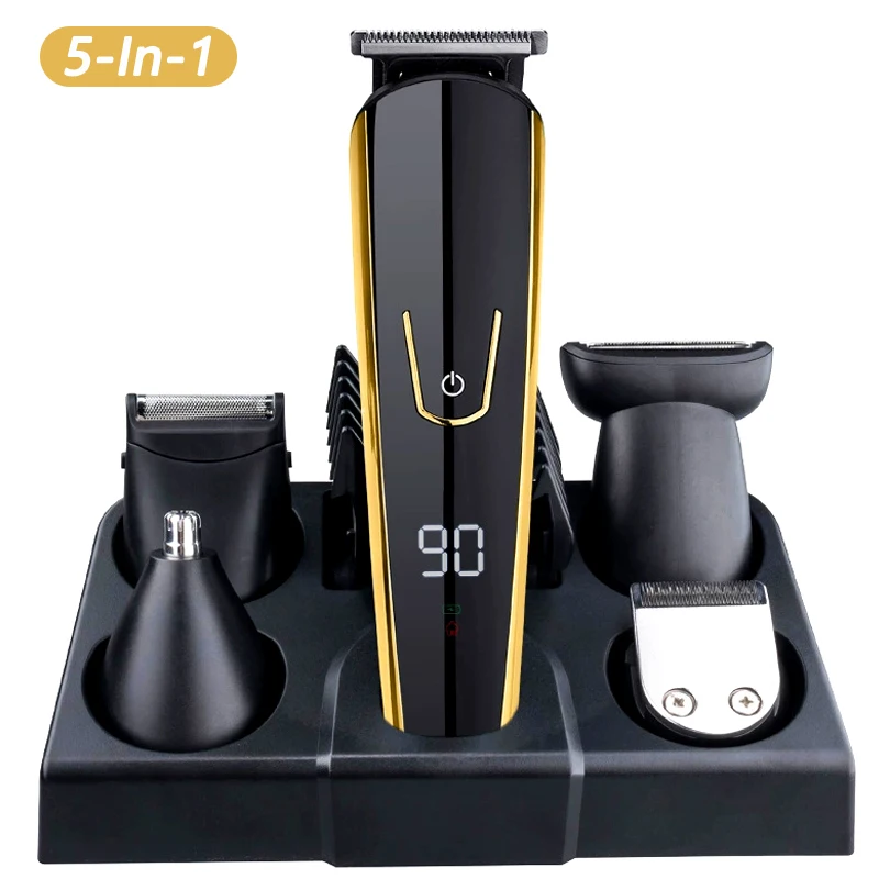 メンズヘアクリッパービューティーセット-多機能電動ヘアトリマー-耳鼻毛トリマー-ひげ剃り器-充電式トリマー