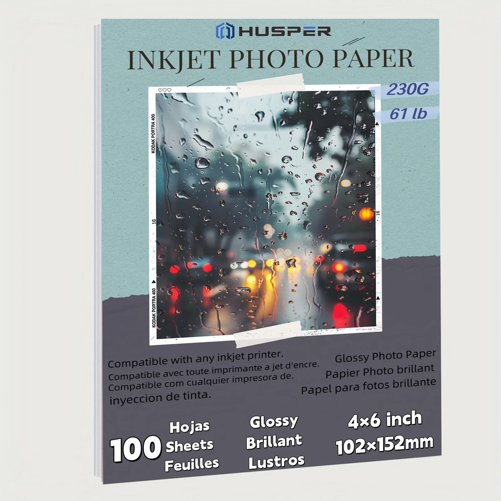 

HUSPER 230G 100 Sheets inkjet Glossy photo graphie paper 4×6 inch