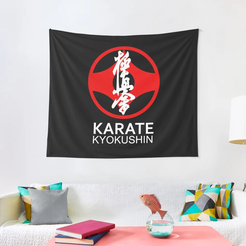 

Kyokushin Karate Symbol and Kanji White Text Tapestry Tapete For The Wall Room Decorations Decor For Room Tapestry